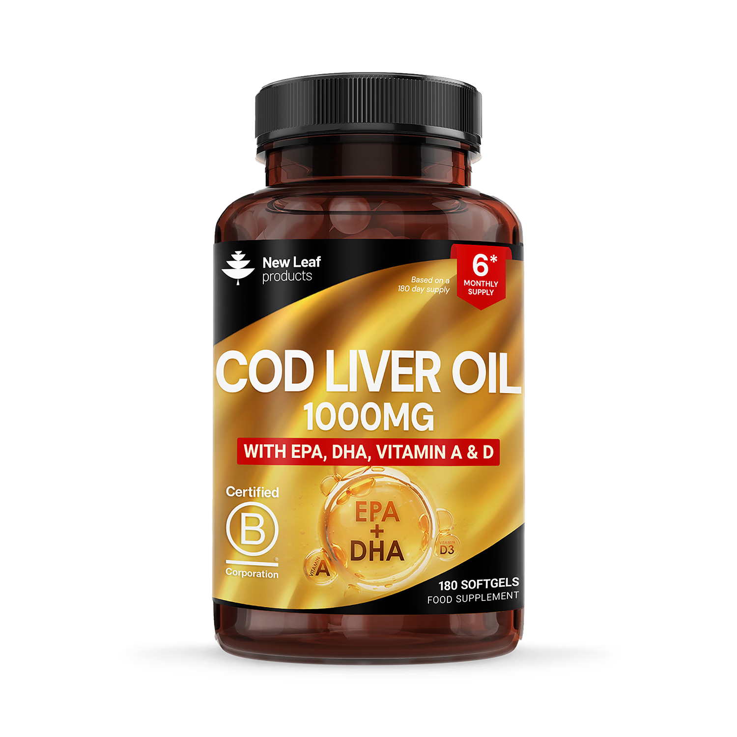 New Leaf Cod Liver Oil Capsules 180 capsules, UK version
