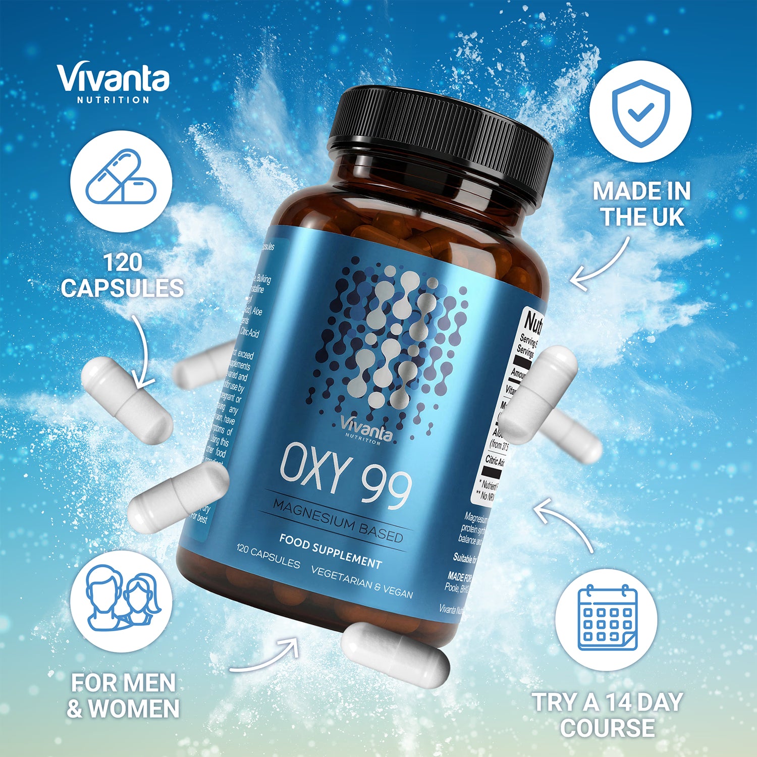 Oxy 99 colon cleanse capsules 120 vegan capsules - British product