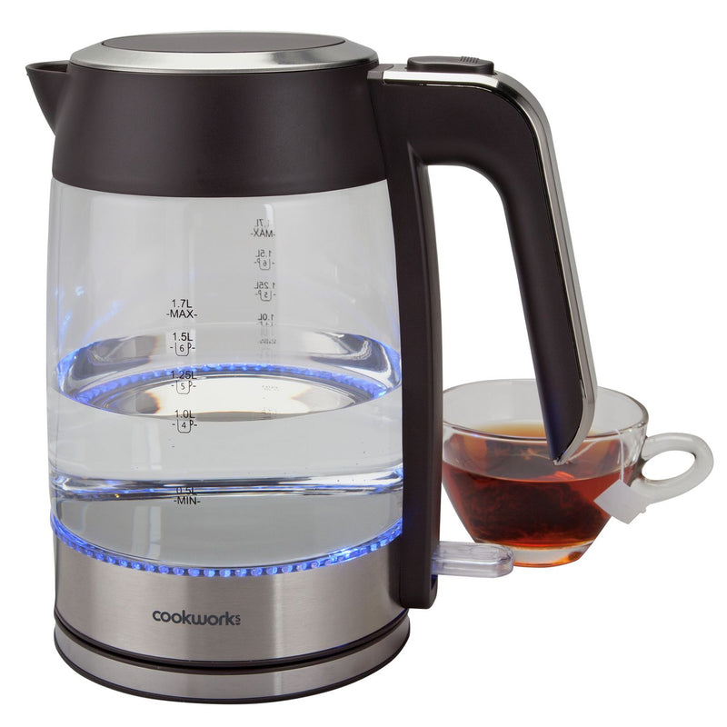 Cookworks glass stainless steel kettle 1.7L, imported from the UK