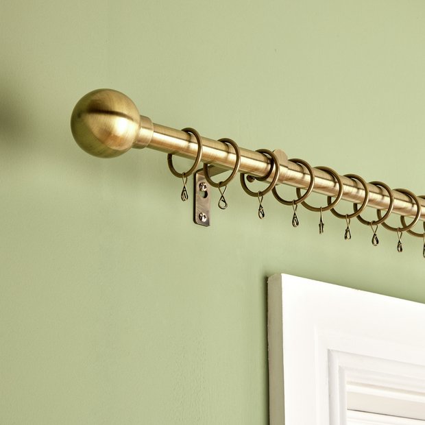 Argos Home brass extendable curtain pole antique finish 120-210cm (British brand)