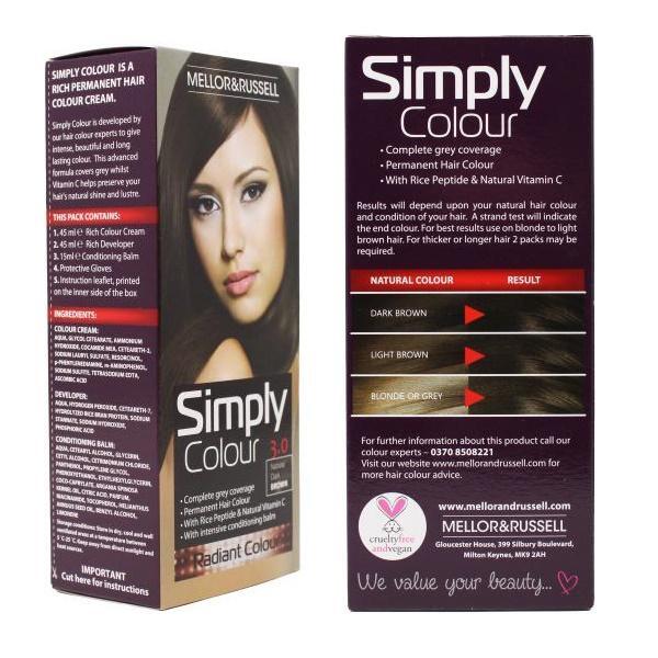Simply Colour hair dye Natural Dark Brown 3.0 - British product