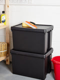 Ensemble de boîtes de rangement robustes en plastique noir Wham 62L, importé du Royaume-Uni
