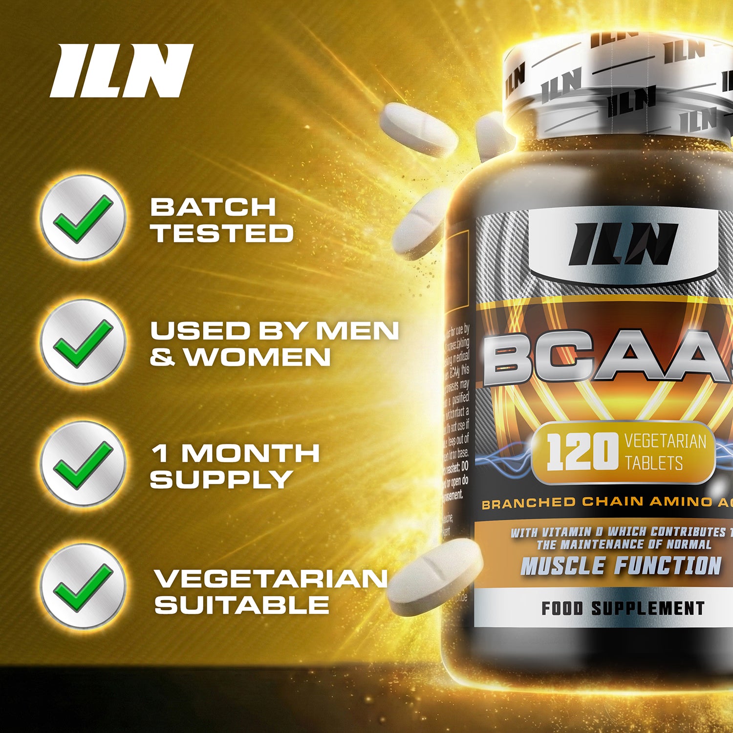 Iron Labs Nutrition BCAA tablets 120 count (British brand)