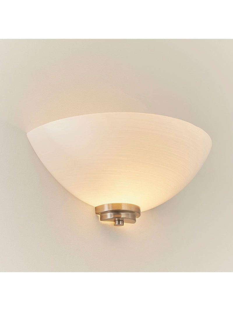 Gallery Home Perth wall light with chrome and white glass, UK version