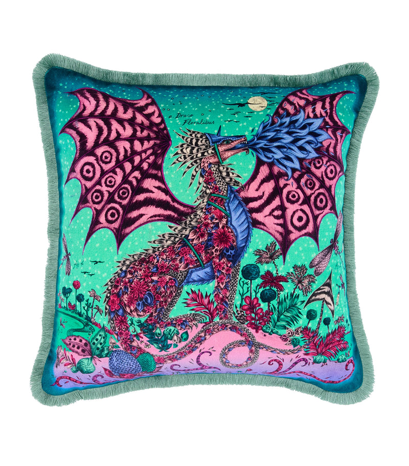 Emma J Shipley Velvet Drakon Cushion 45cm x 45cm - British product