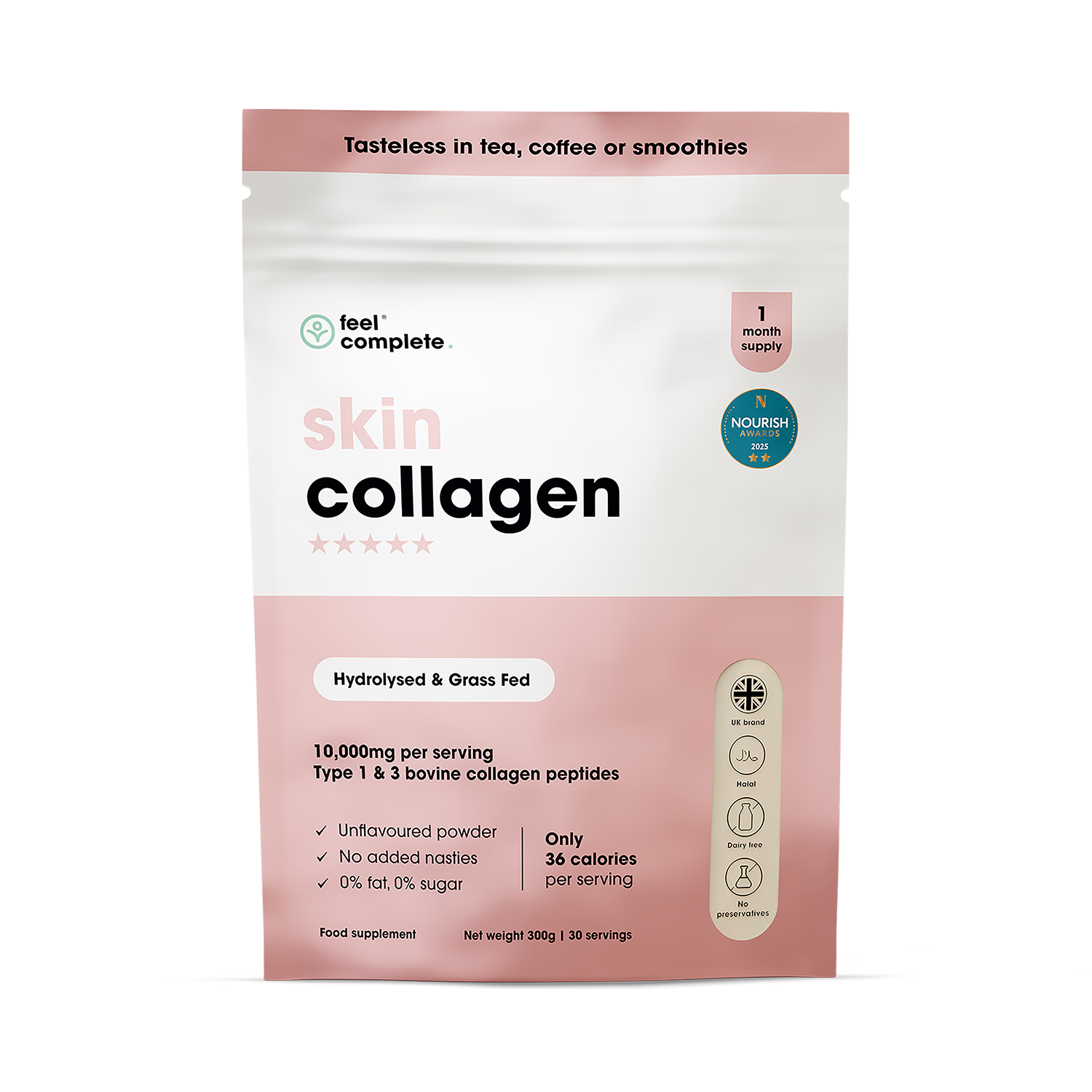 Feel Complete collagen powder unflavoured 300g, imported from the UK