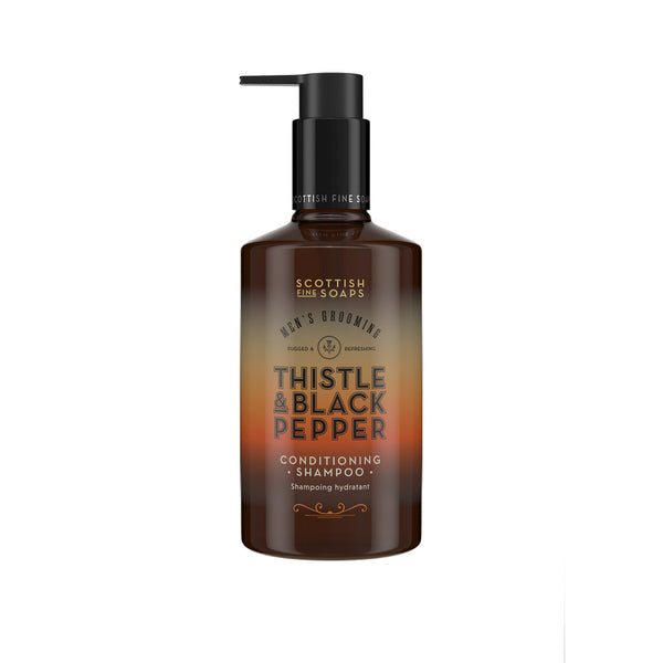 Scottish Fine Soaps Men's Thistle Black Pepper Shampoo 300ml (British brand)