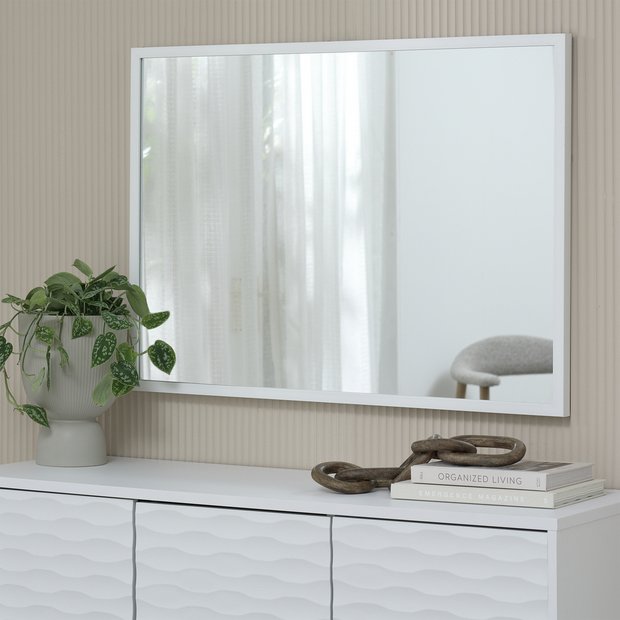 Home Essentials white wall mirror 90x65cm, imported from the UK