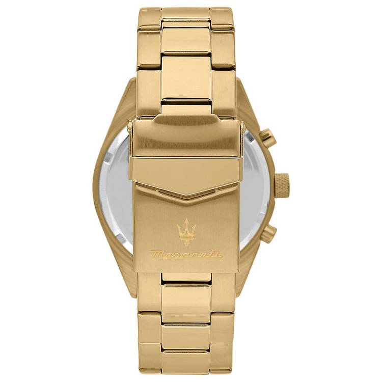 Maserati watch blue dial gold bracelet 43mm, UK version