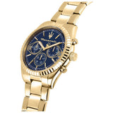 Maserati watch blue dial gold bracelet 43mm, UK version