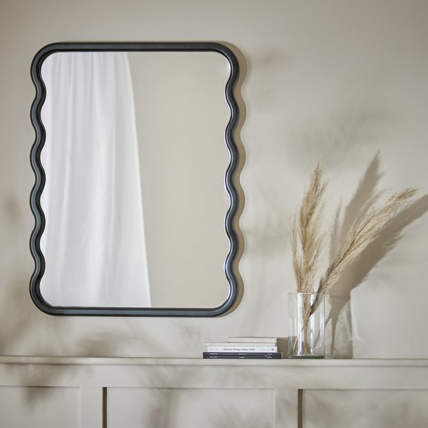 Habitat Black Wiggle Wall Mirror 60x80cm, imported from the UK