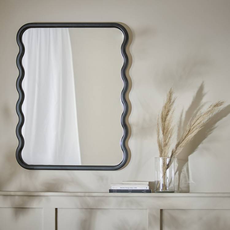 Habitat Black Wiggle Wall Mirror 60x80cm, imported from the UK
