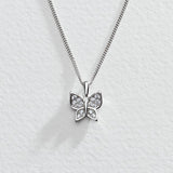 Revere sterling silver butterfly pendant necklace with cubic zirconia, UK version
