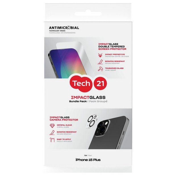 Tech21 iPhone 15 Plus screen and camera protector (British brand)