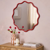 Habitat red coral wavy round wall mirror 72cm (British brand)