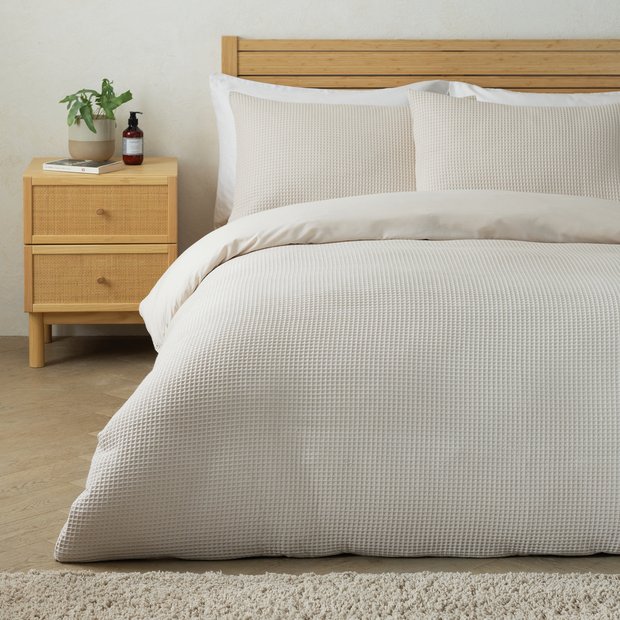 Habitat chunky waffle cream bedding set single, imported from the UK