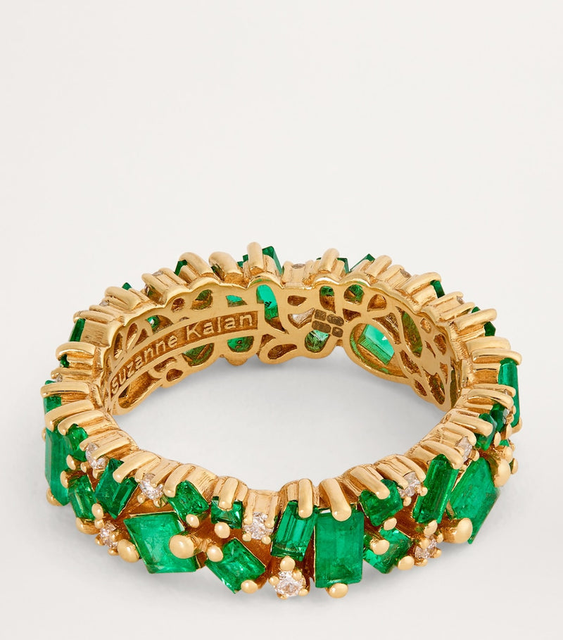 Suzanne Kalan yellow gold emerald and diamond eternity ring, UK version
