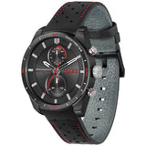 HUGO watch black leather strap multifunction 44mm, imported from the UK