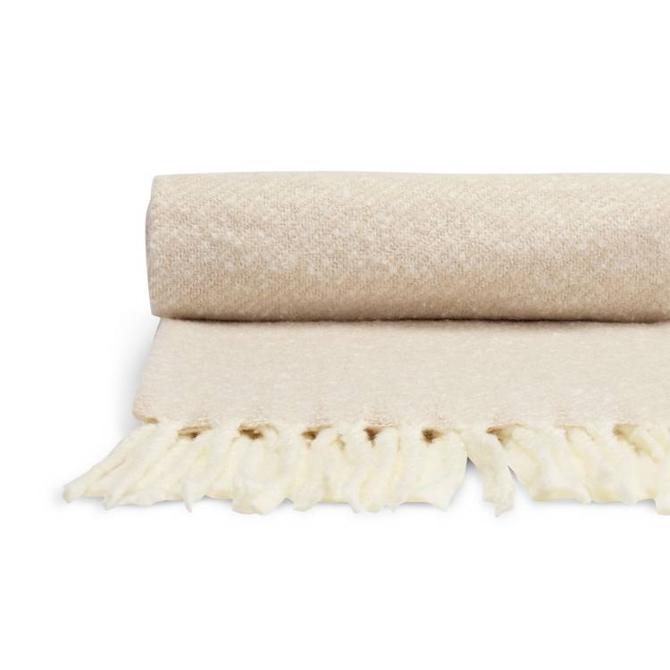 Habitat faux mohair stripe throw latte 125x150cm - British product
