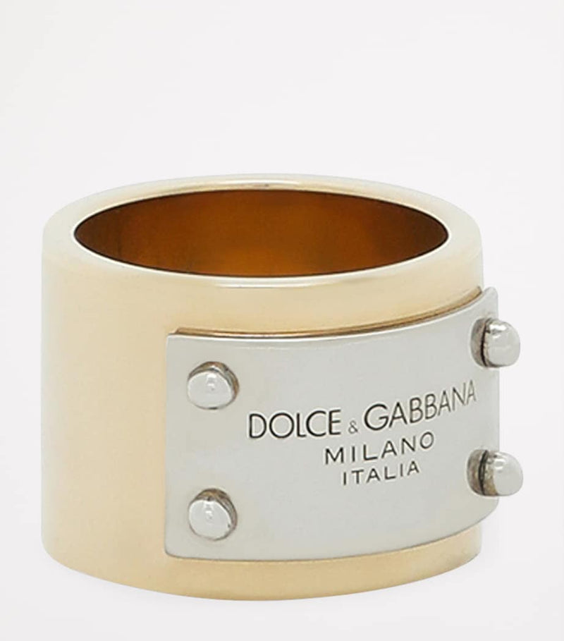 Dolce&Gabbana engraved logo-plaque ring in brass (British brand)