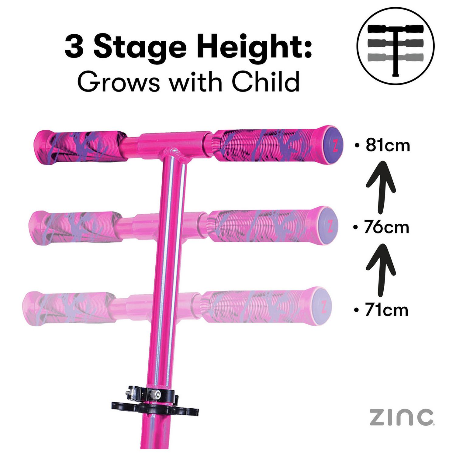 Zinc Identity light up foldable scooter pink (British brand)