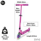 Zinc Identity light up foldable scooter pink (British brand)