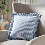 Habitat blue stripe ruffle cushion 43x43cm (British brand)