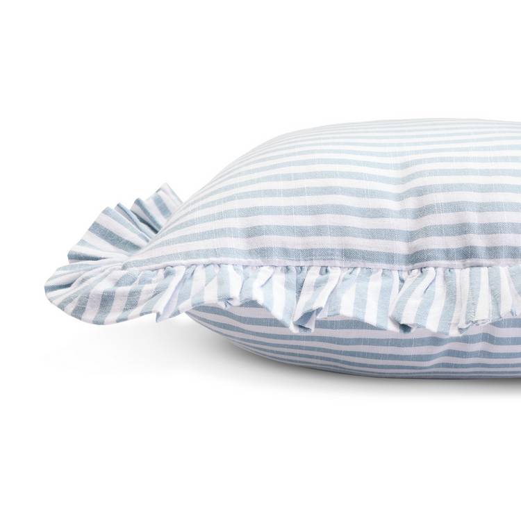 Habitat blue stripe ruffle cushion 43x43cm (British brand)
