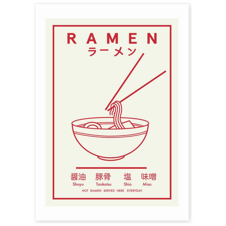 East End Prints ramen red and white art print A3 (British brand)