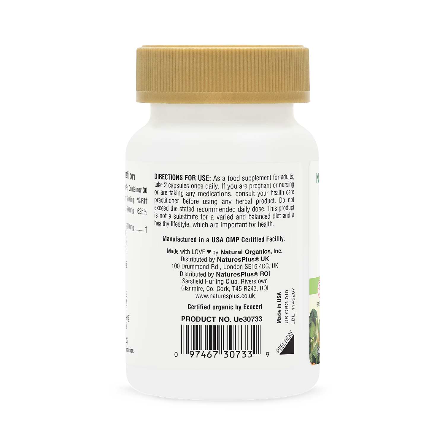 NaturesPlus organic vitamin C 60 capsules (British brand)