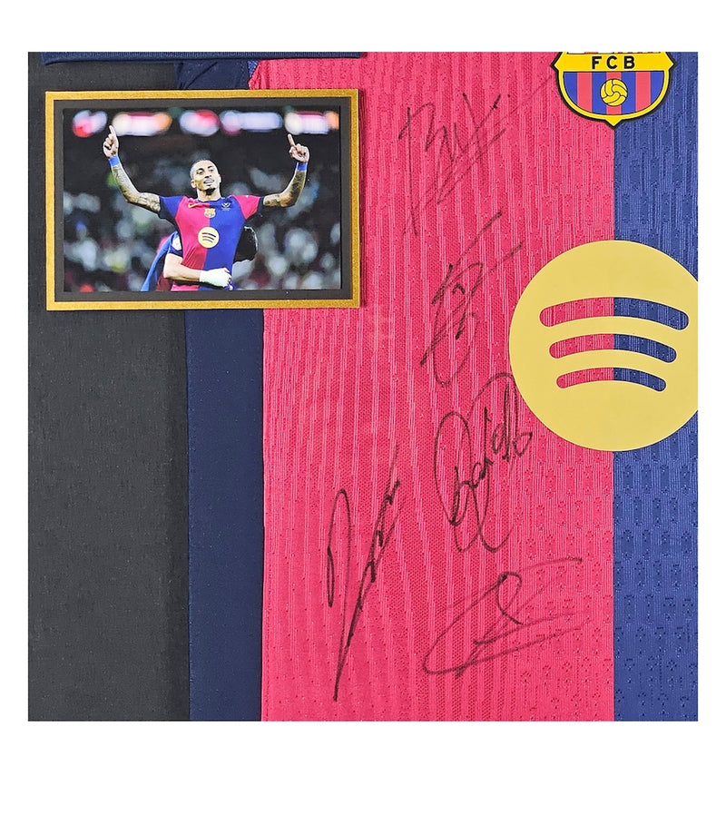 Leipzig Galleries signed Barcelona jersey display with player autographs - British product