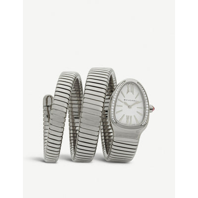 selfridges Bulgari Serpenti Tubogas Stainless Steel Diamond Watch- Buy online at McGrocer