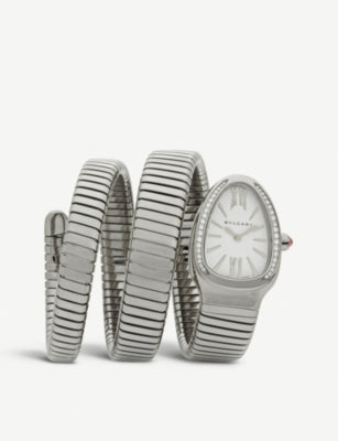 Bulgari Serpenti Tubogas stainless steel diamond watch 35mm (British brand)