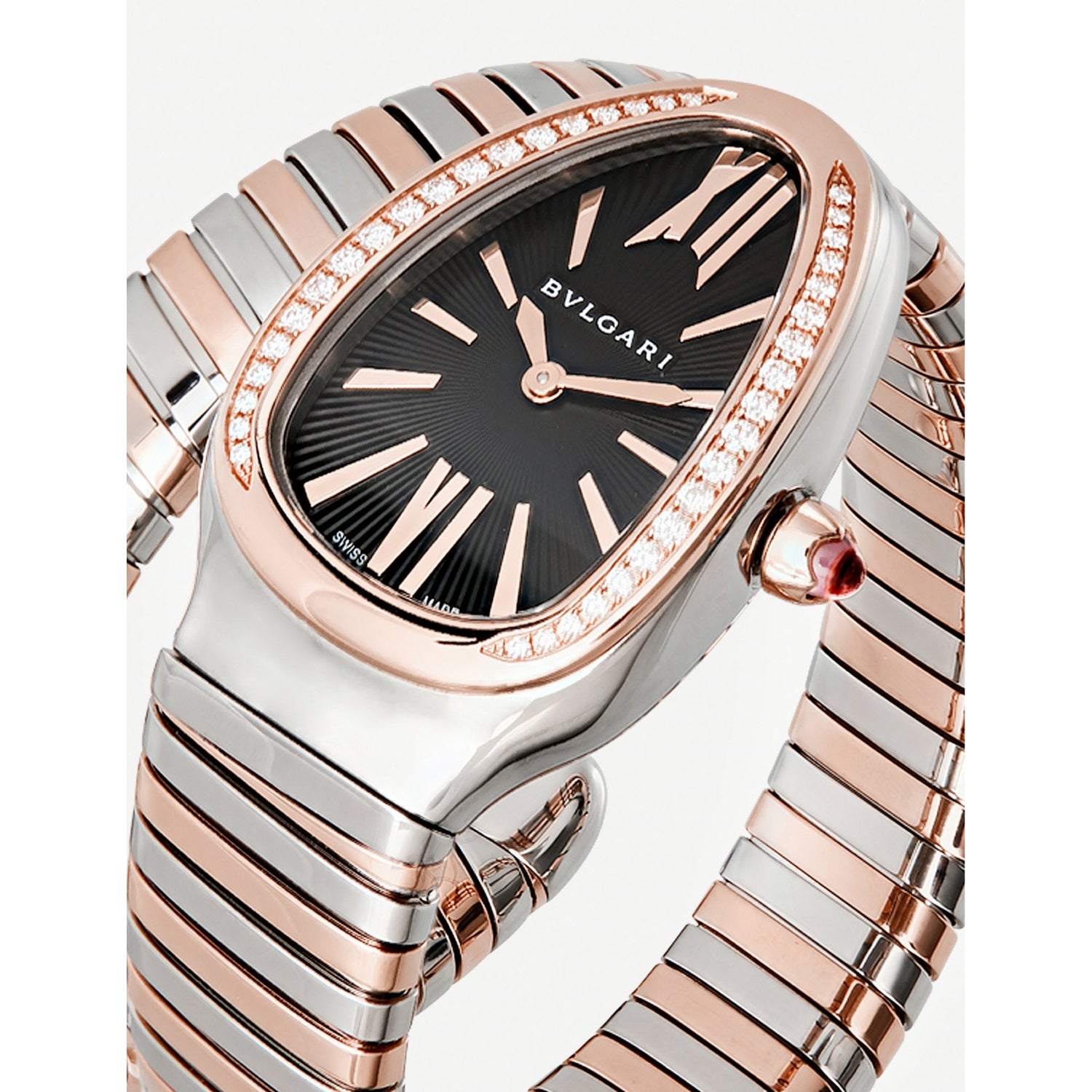 Bulgari Serpenti watch in 18ct pink-gold and steel 35mm (British brand)