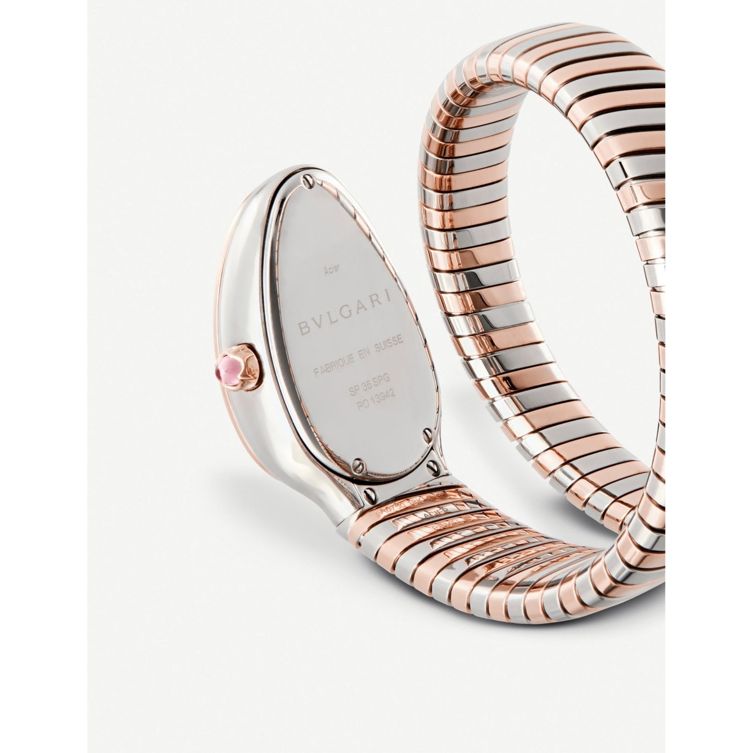 Bulgari Serpenti watch in 18ct pink-gold and steel 35mm (British brand)