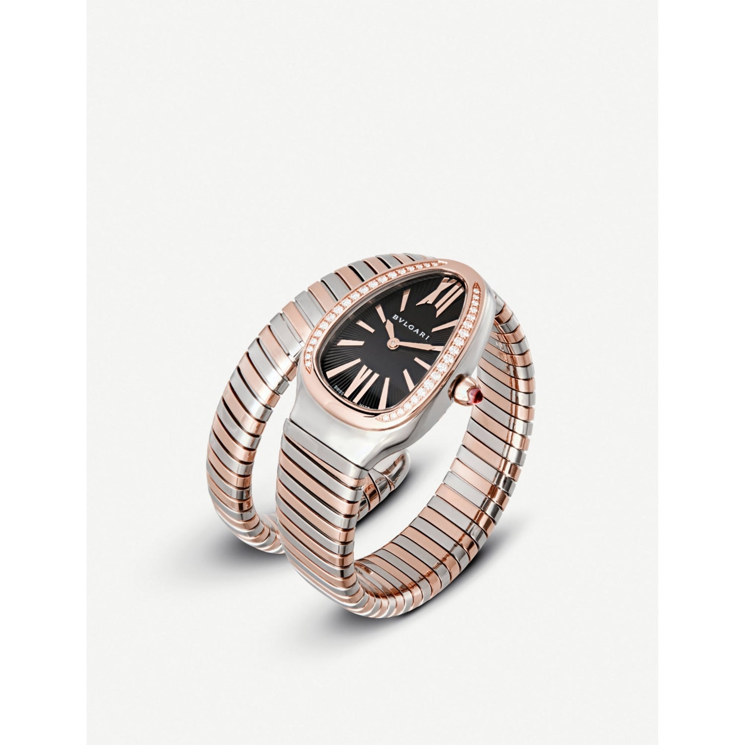 Bulgari Serpenti watch in 18ct pink-gold and steel 35mm (British brand)
