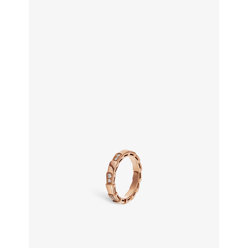 Serpenti 18ct rose-gold and diamond ring - 54mm