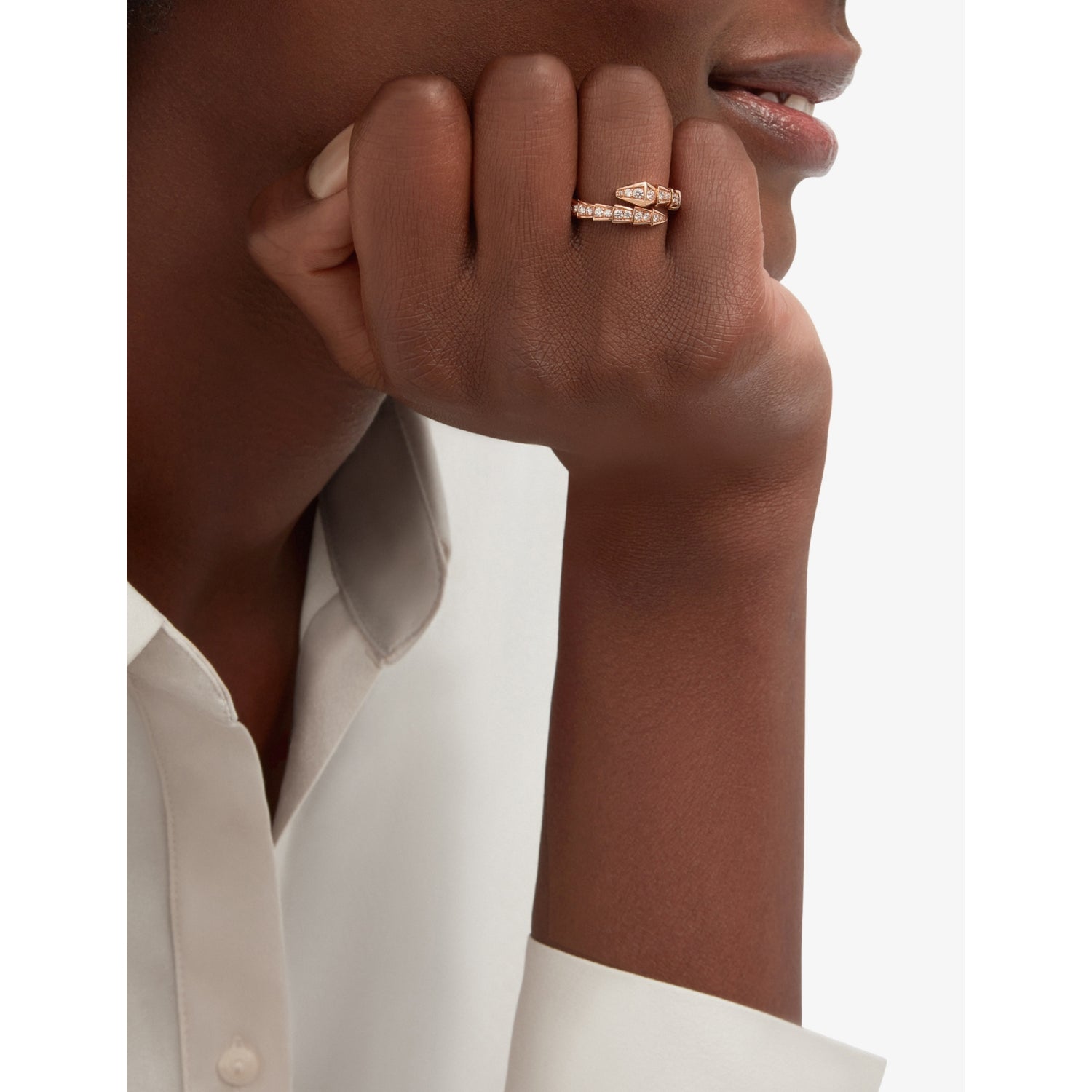 Bvlgari Serpenti Viper diamond ring 18ct rose gold, UK version