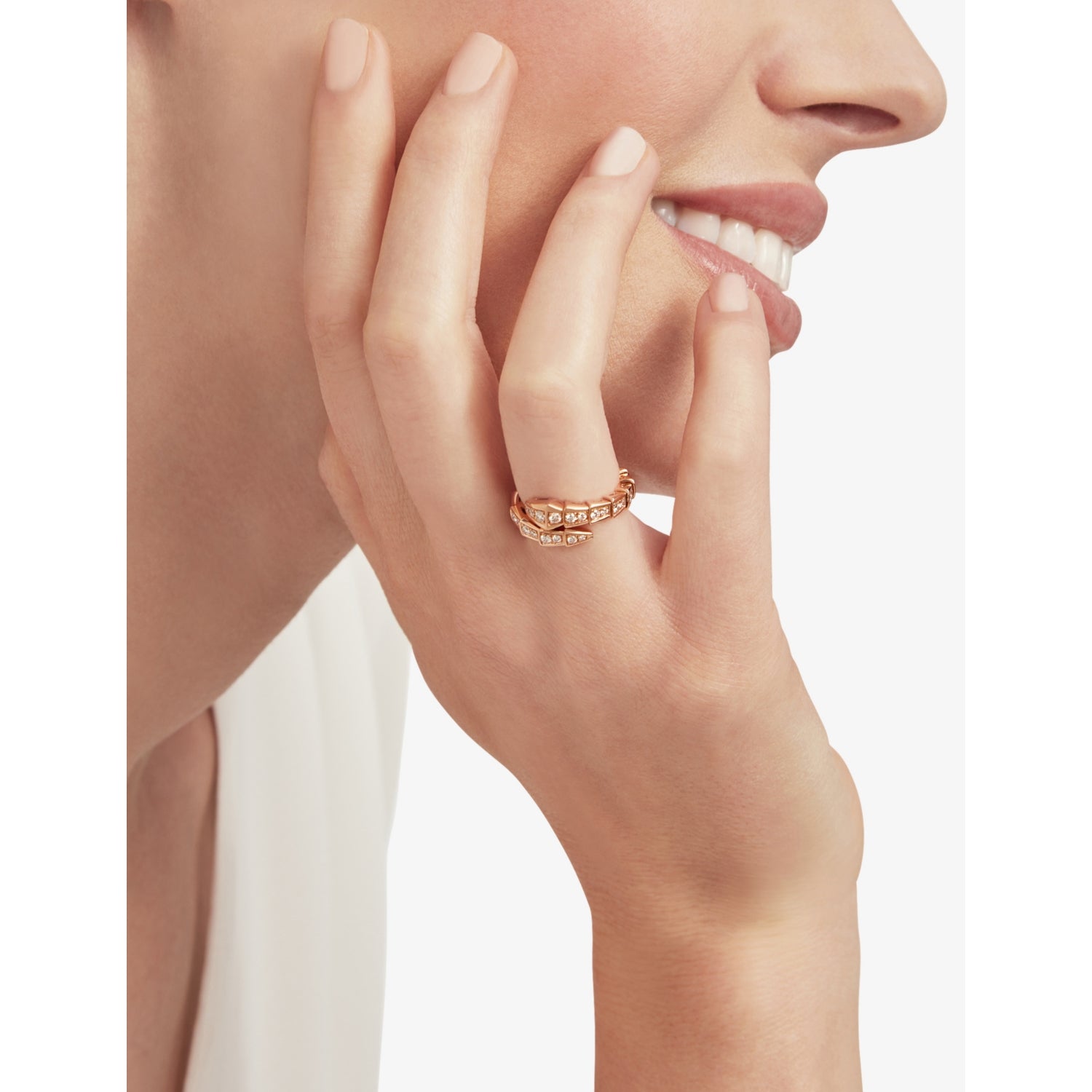 Bvlgari Serpenti Viper diamond ring 18ct rose gold, UK version