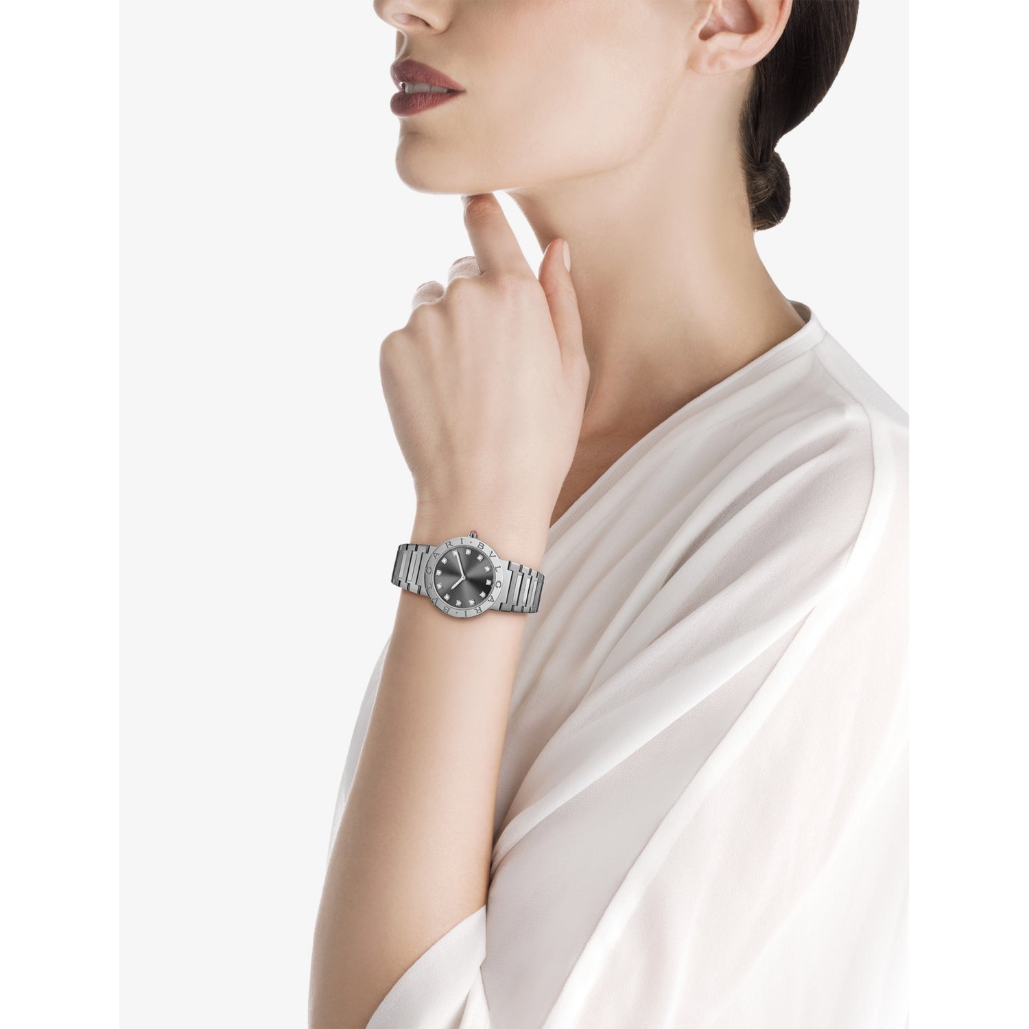 Bulgari stainless steel diamond watch 33mm, UK version