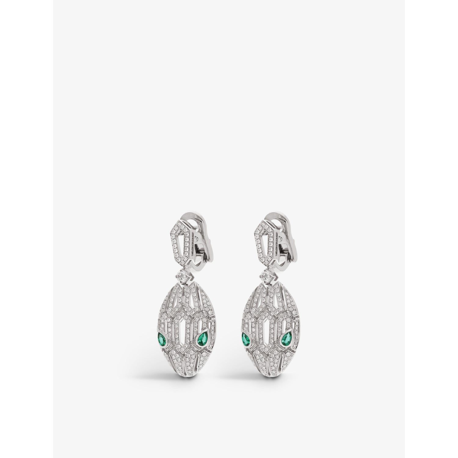 Bulgari Serpenti earrings, 18ct white gold with emeralds, imported from the UK