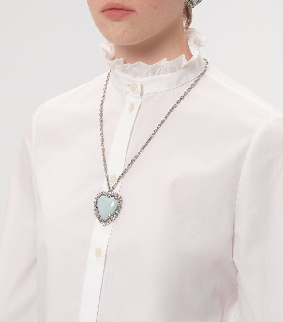 Valentino Garavani crystal heart necklace palladium finish, UK version