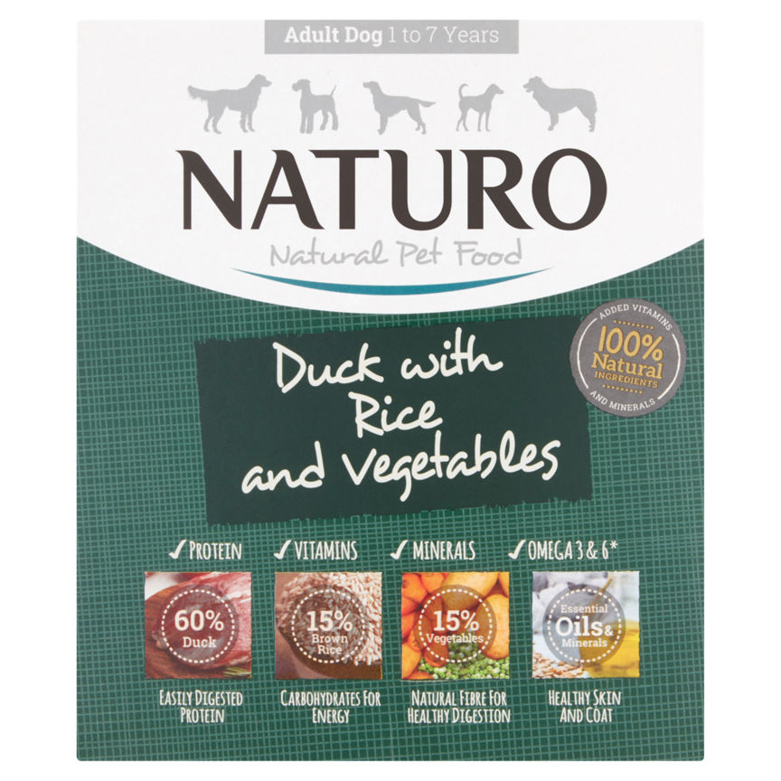 Naturo Natural Pet Food Duck with Rice and Vegetables Adult Dog 1 to 7 Years Dog Food & Accessories ASDA   