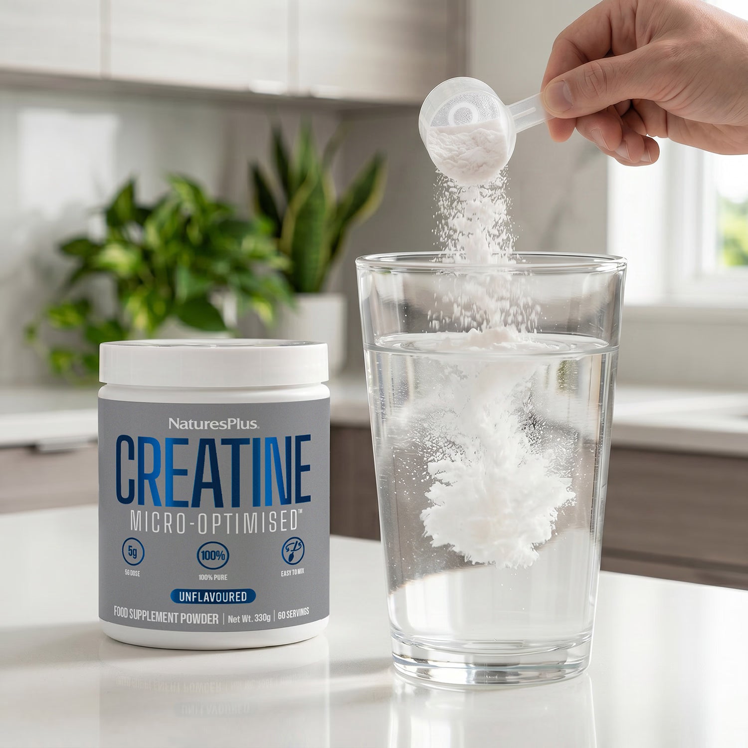 NaturesPlus Creatine Monohydrate powder supplement, imported from the UK