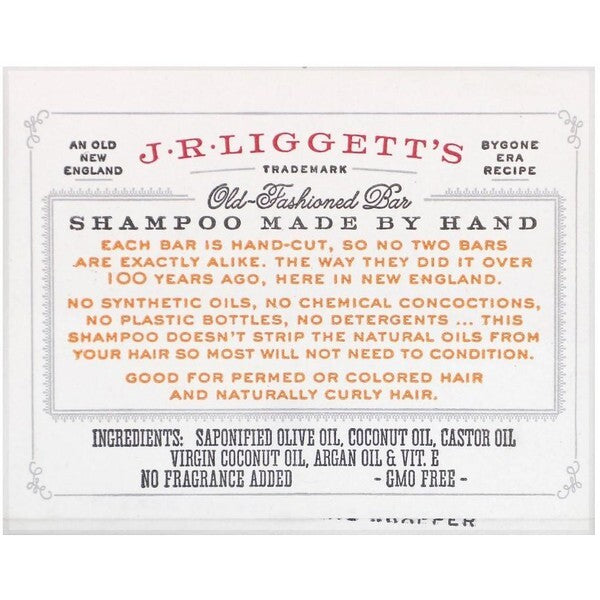 J.R. Liggett's shampoo bar Virgin Coconut & Argan 99g, imported from the UK