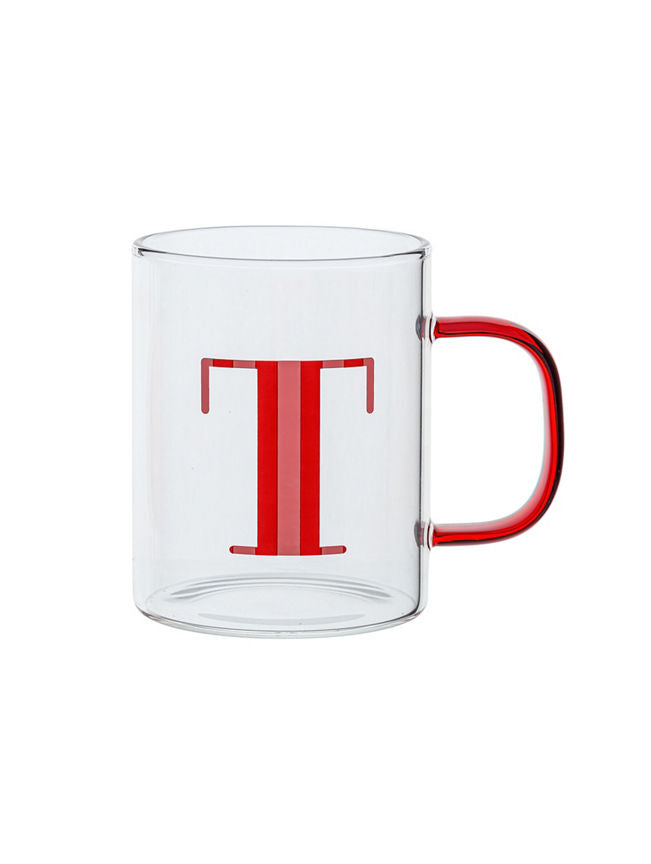 George Home Red Alphabet Glass Mug - T GOODS ASDA   