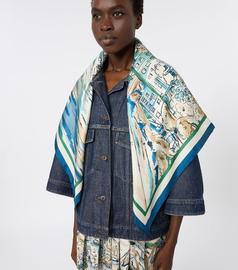 Weekend Max Mara silk scarf with lake print 90cm - British product