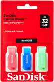 SanDisk Cruzer Blade USB Flash Drive - 32GB 3pk General Household ASDA   