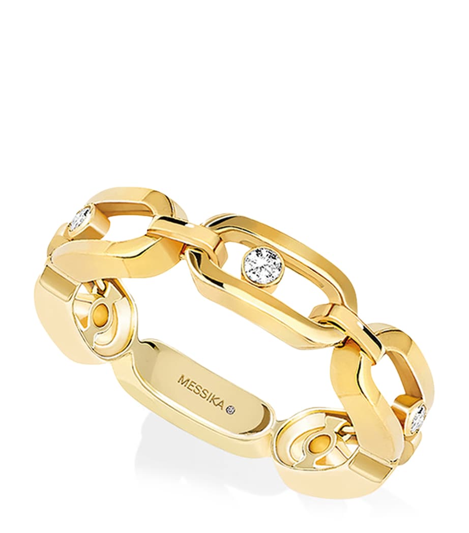 Messika Move yellow gold diamond link ring 0.09ct - British product