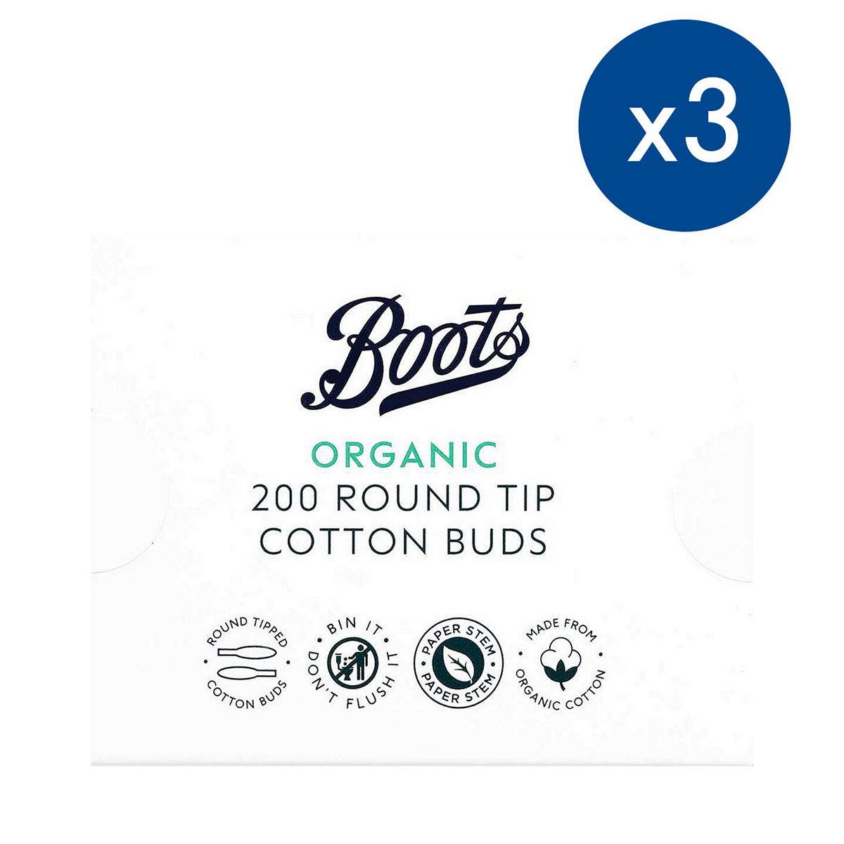 Pack of 3 Boots cotton buds round tip 200 GOODS Boots   